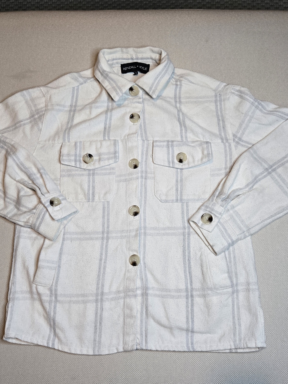 Kendall & Kylie Women's Medium Flannel Button Down Sweater Shirt Street